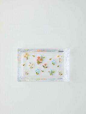 NWT Urban Outfitters Flora Soap Dish Clear Glass Floral
